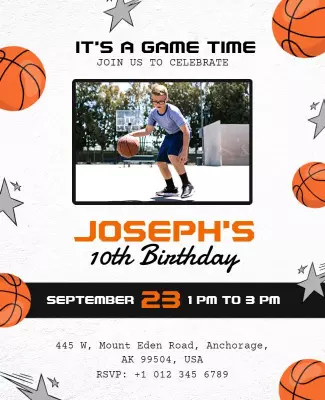 Dynamic Basketball Theme Birthday Celebration Poster Template