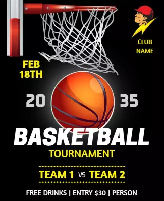 Dynamic Basketball Tournament with Vibrant Colors Poster Template