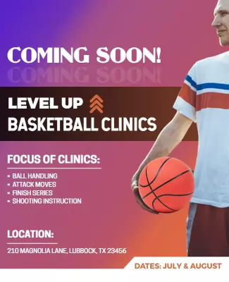 Dynamic Basketball Training Clinics Announcement Poster Template