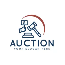 Dynamic Bidding Scene with Gavel and Dollar Auction Logo Template