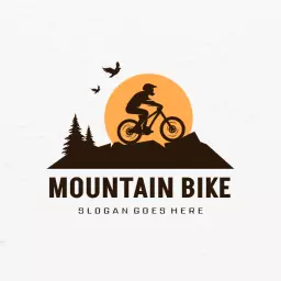 Dynamic Biker Silhouette Against an Orange Sunrise Logo Template