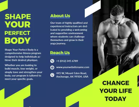 Dynamic Black and Neon Green Fitness Program Brochure Template