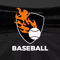 Dynamic Black and Orange Baseball Flames Emblem Logo Template