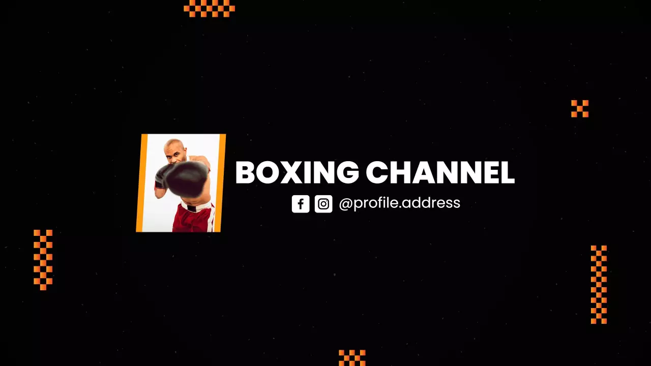 Dynamic Black and Orange Theme for Boxing Channel YouTube Banner Template