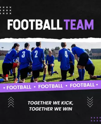 Dynamic Black and Purple Football Team Spirit Poster Template