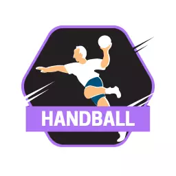 Dynamic Black and Purple Handball Player Action Logo Template