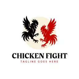 Dynamic Black and Red Chicken Fight Logo Showcasing Competition Logo Template