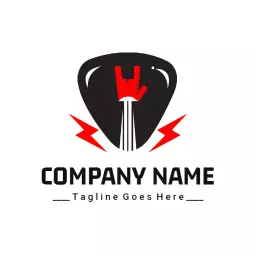 Dynamic Black and Red Electric Guitar Influence Rock Logo Template