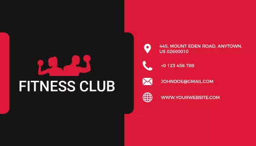 Dynamic Black and Red Fitness Club Training Business Card Template