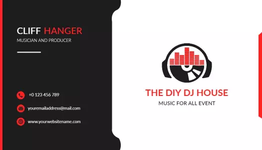 Dynamic Black and Red Musician DJ Business Card Template