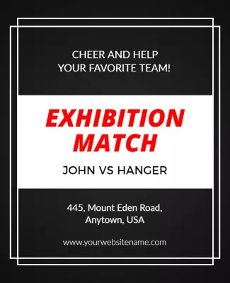 Dynamic Black and Red Sports Exhibition Match Poster Template