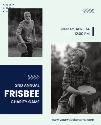 Dynamic Black and White Frisbee Charity Game Poster Template
