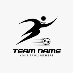 Dynamic Black and White Soccer Player Action Sports Logo Template