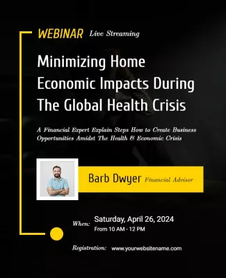 Dynamic Black and Yellow Webinar on Economic Challenges Poster Template