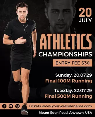 Dynamic Black Athletics Championships Event Poster Template