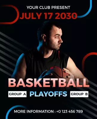Dynamic Black Basketball Playoffs Competition Poster Template