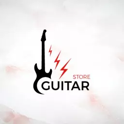 Dynamic Black Electric Guitar Design for Music Store Logo Template