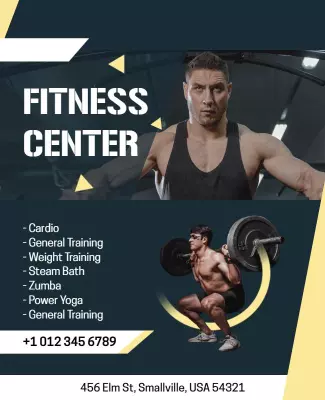 Dynamic Black Fitness Center Training Program Poster Template