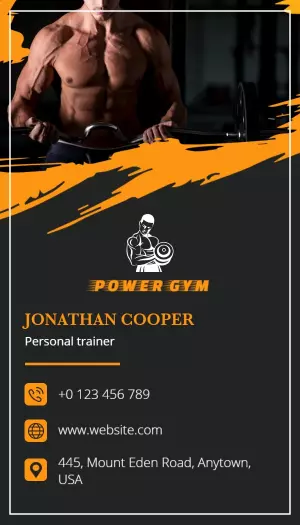 Dynamic Black Fitness Power Gym Business Card Template