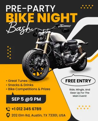 Dynamic Black Motorcycle Theme for Bike Night Bash Flyer Template