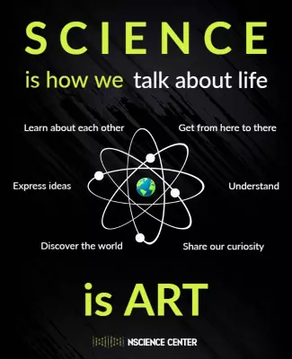 Dynamic Black Science and Art Concept Poster Template
