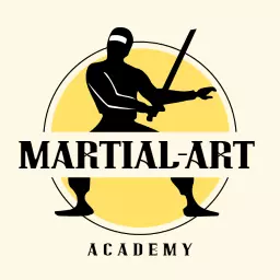 Dynamic Black Silhouette of a Fighter in Motion Logo Template