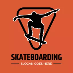 Dynamic Black Silhouette of Skater in Action for Skateboarding Logo Template