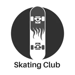 Dynamic Black Skateboard Design Showcasing Skating Club Logo Template