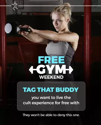 Dynamic Black Sports Fitness Free Gym Weekend Poster Template