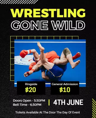 Dynamic Black Wrestling Event Promotion Poster Template