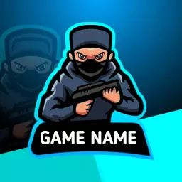 Dynamic Blue and Black Character Representing Esports Logo Template