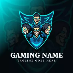 Dynamic Blue and Black Team Spirit for Gaming Squad Logo Template