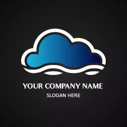 Dynamic Blue and Dark Gradient Cloud Design Logo Template