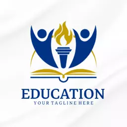 Dynamic Blue and Gold Education Symbolizing Knowledge Growth Logo Template