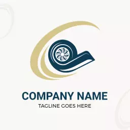 Dynamic Blue and Gold Turbo Logo Featuring a Spiral Design Logo Template