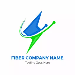 Dynamic Blue and Green Fiber Solutions Striking Energy Logo Template