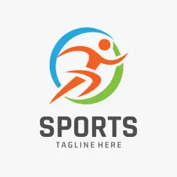 Dynamic Blue and Green Running Figure Representing Sports Logo Template