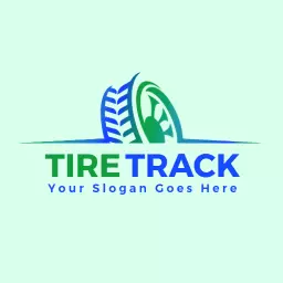 Dynamic Blue and Green Tire Design Representing Track Logo Template