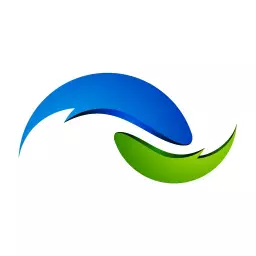 Dynamic Blue and Green Wave Shapes in 3D Design Logo Template