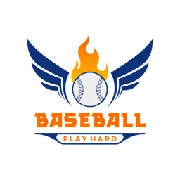 Dynamic Blue and Orange Baseball Logo for Play Hard Teams Template