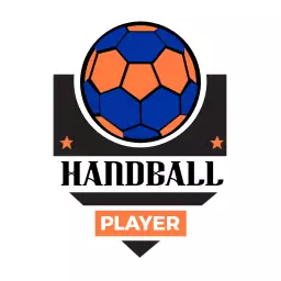 Dynamic Blue and Orange Design Celebrating Handball Player Logo Template
