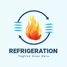 Dynamic Blue and Orange Design Representing Refrigeration Logo Template
