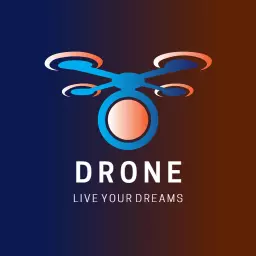 Dynamic Blue and Orange Drone Design for Adventure Logo Template