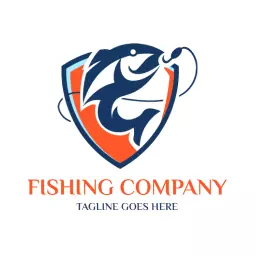 Dynamic Blue and Orange Fishing Company Logo Design Logo Template