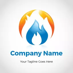 Dynamic Blue and Orange Flames Representing Fire Safety Logo Template