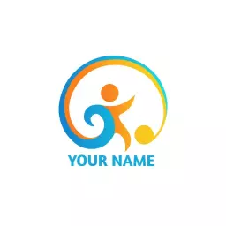 Dynamic Blue and Orange Football Action Logo Template