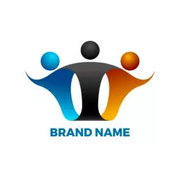 Dynamic Blue and Orange Gradient Representing Collaboration Logo Template