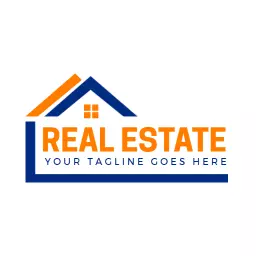 Dynamic Blue and Orange House Design for Real Estate Logo Template