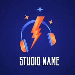 Dynamic Blue and Orange Music Studio Logo Featuring Headphones Logo Template