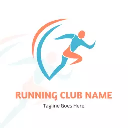 Dynamic Blue and Orange Running Silhouette Fitness Logo Template